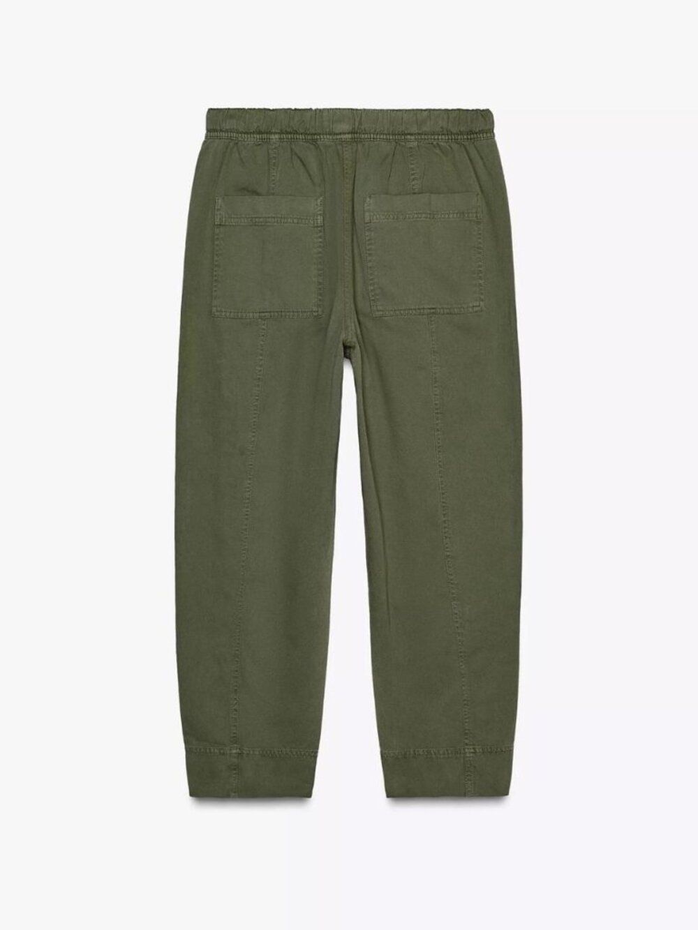 Zara Elastic waistband Cotton Pants Olive Green - Size Small